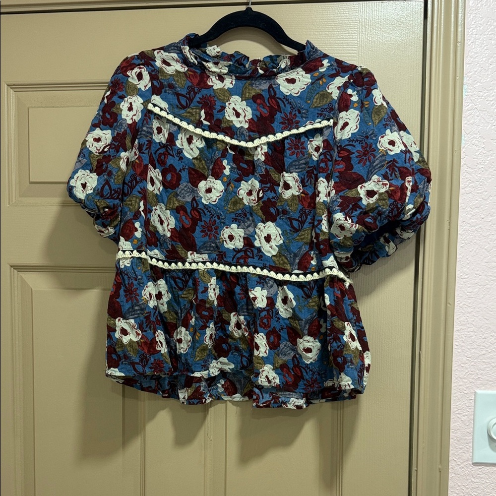 Entro Multicolor Floral Puff Sleeve Blouse